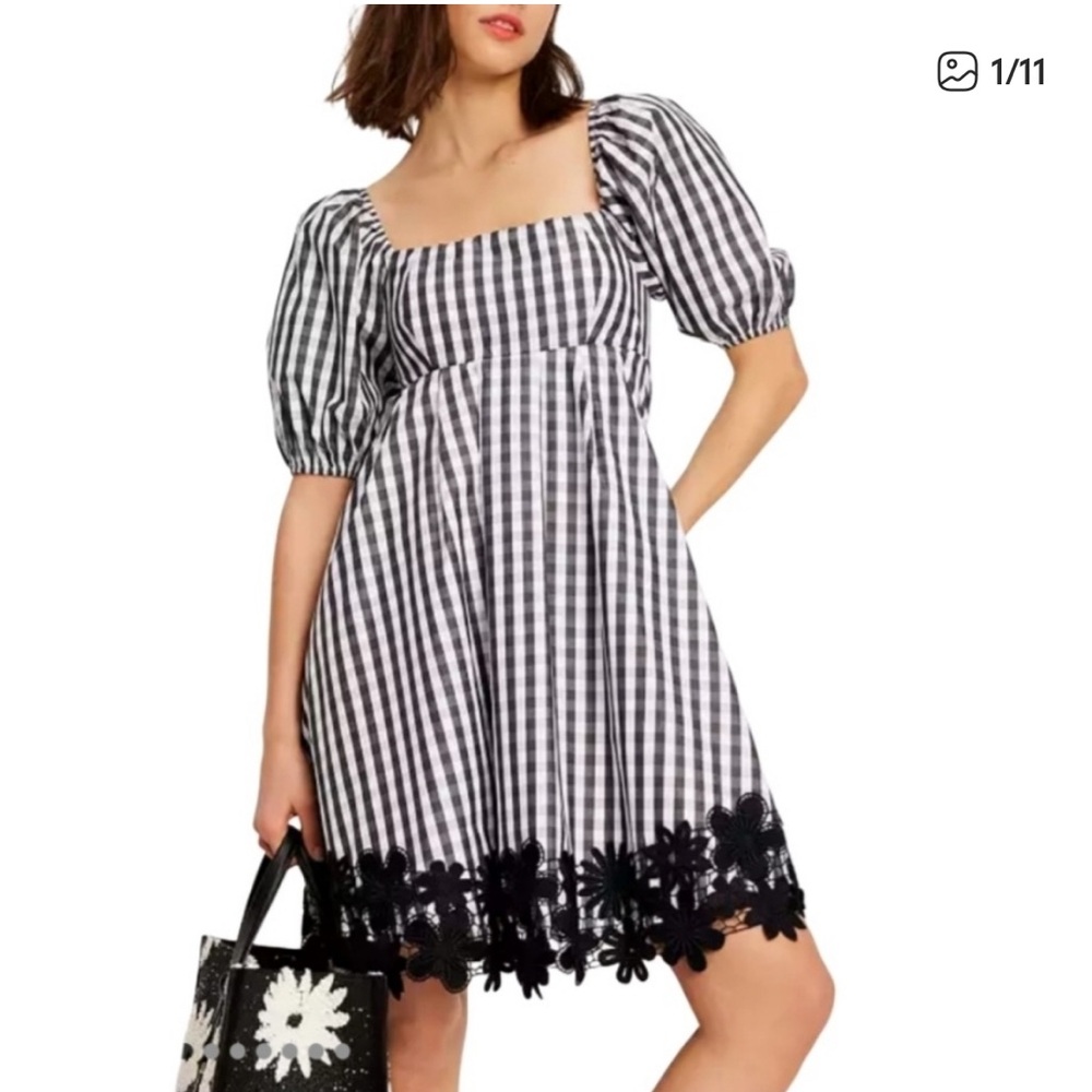 Kate Spade Black and White Checkered mid sleeve dress, brand new!